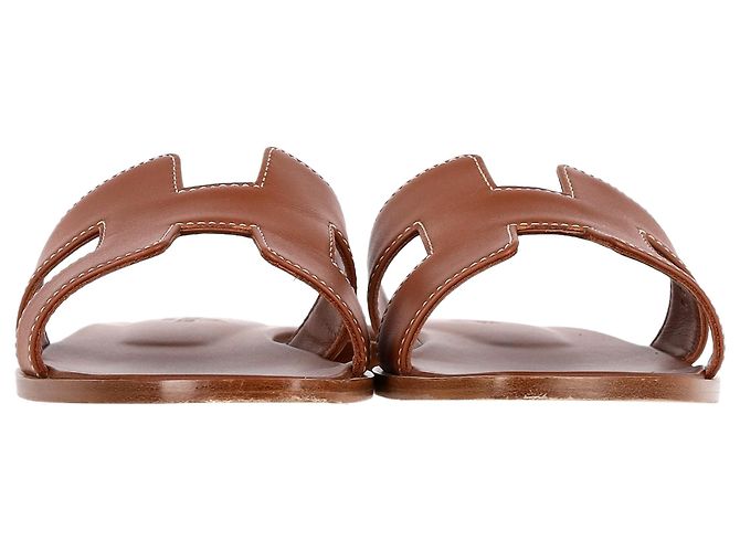 Infradito Hermès Oran in pelle marrone Rosso - vista 4
