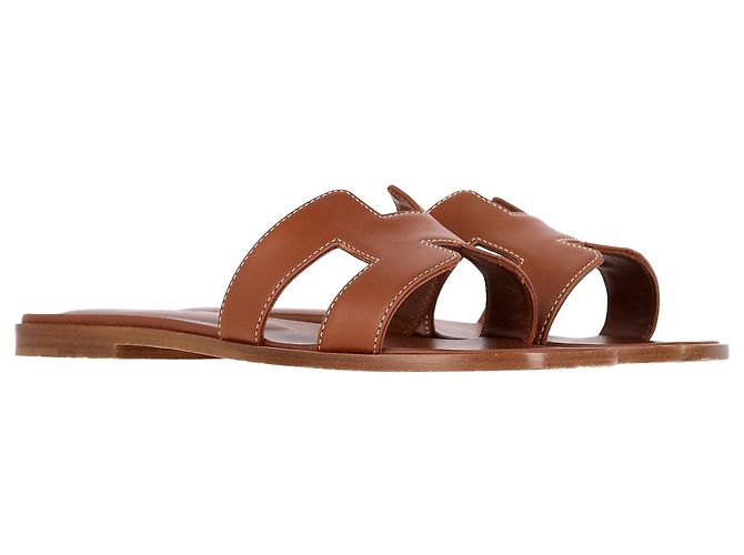 Infradito Hermès Oran in pelle marrone Rosso - vista 5