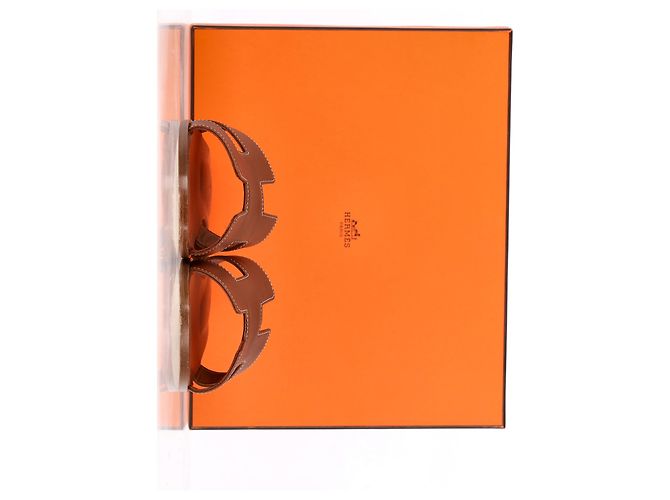 Infradito Hermès Oran in pelle marrone Rosso - vista 9