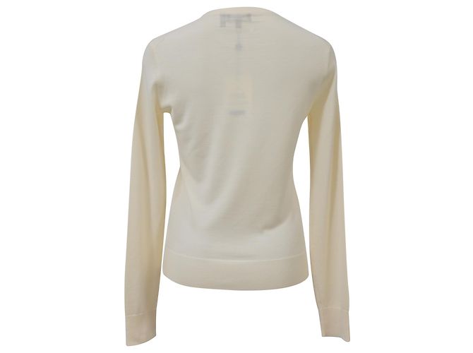 Regal Rundhals-Pullover aus ivory Wolle von Theory Weiß Roh - Ansicht 3