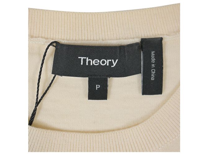 Regal Rundhals-Pullover aus ivory Wolle von Theory Weiß Roh - Ansicht 4