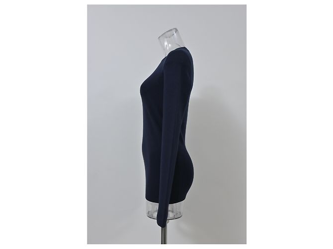 Joseph Rundhals Stretch-Top aus marineblauer Wolle - Ansicht 7