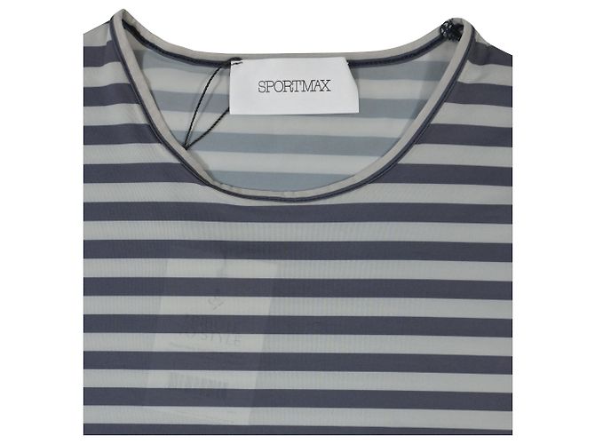 Top de rayas de manga larga Sportmax en algodón azul claro - vista 5