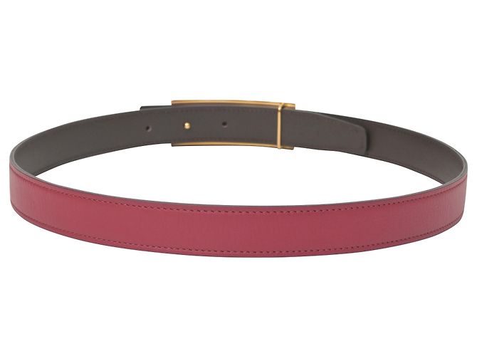Cinturón reversible Hermès Rivale 90 en cuero burdeos Roja - vista 2