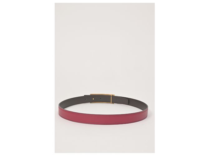 Cinturón reversible Hermès Rivale 90 en cuero burdeos Roja - vista 6