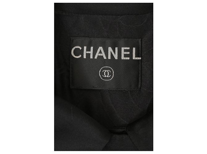 Abrigo largo de doble botonadura Chanel en seda negra Negro - vista 10