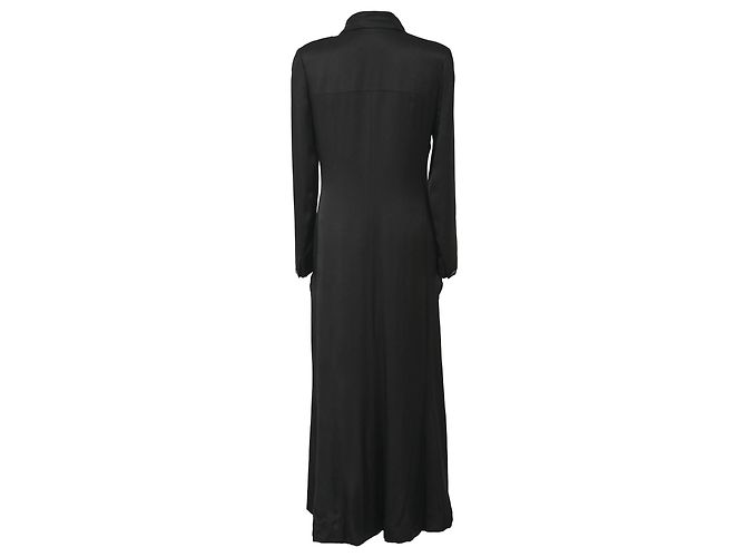 Abrigo largo de doble botonadura Chanel en seda negra Negro - vista 3