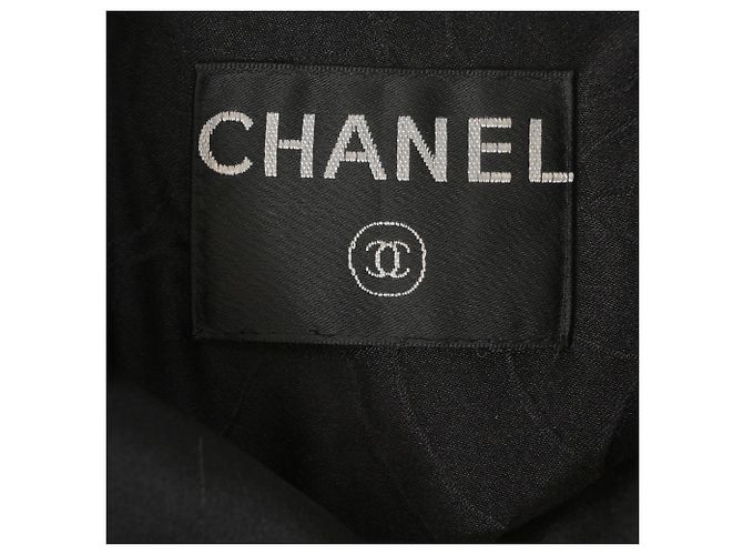 Abrigo largo de doble botonadura Chanel en seda negra Negro - vista 5