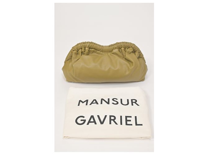 Mansur Gavriel Cloud Clutch Pomelo in pelle oliva Verde Verde oliva - vista 14