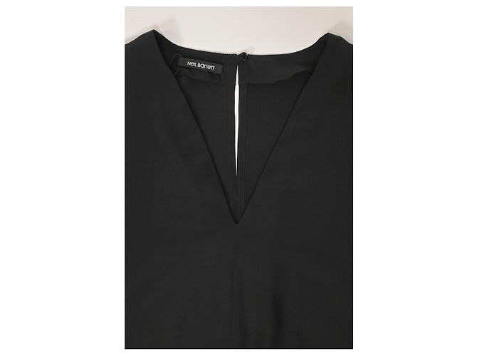 Neil Barrett V-Ausschnitt Kleid aus schwarzem Polyester - Ansicht 10