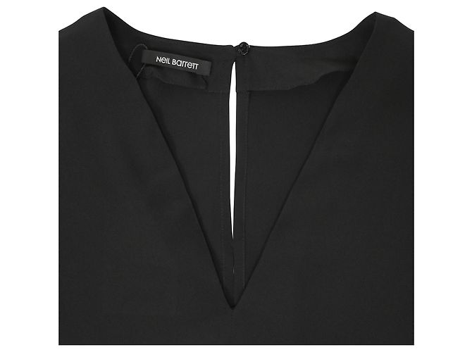 Neil Barrett V-Ausschnitt Kleid aus schwarzem Polyester - Ansicht 5