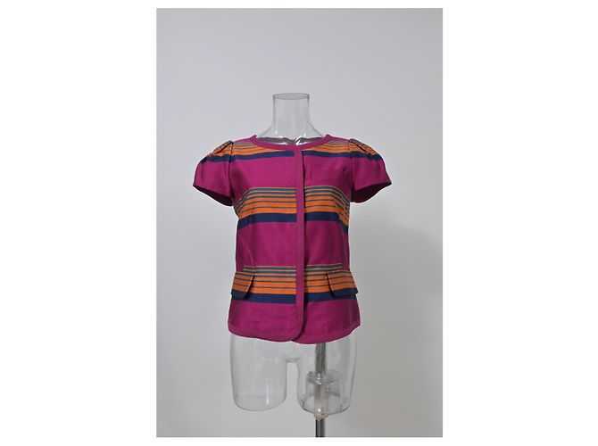 Gestreifte Kurzarmbluse von Marc by Marc Jacobs aus mehrfarbigem Polyester - Ansicht 6