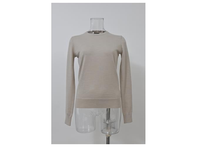 Theory Regal Rundhals-Pullover aus Ecru-Wolle Weiß Roh - Ansicht 6