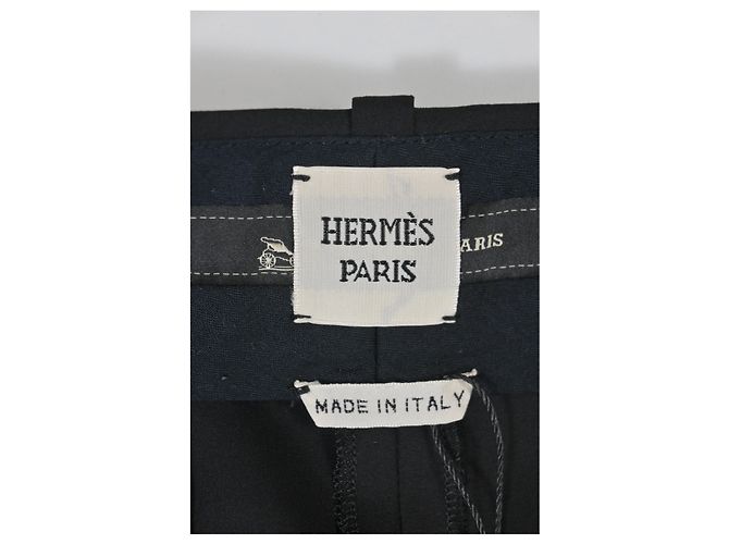 Hermès Weite Hosen aus schwarzer Wolle - Ansicht 8