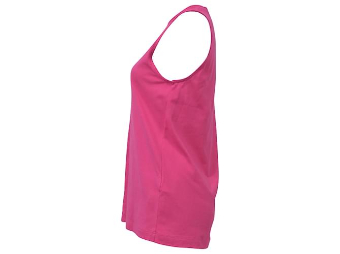 Top senza maniche in cotone rosa con dettagli a volant MSGM Marrone - vista 2
