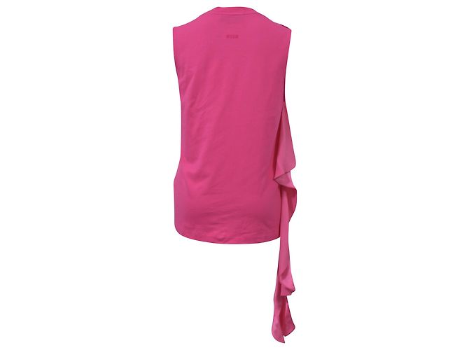 Top senza maniche in cotone rosa con dettagli a volant MSGM Marrone - vista 3