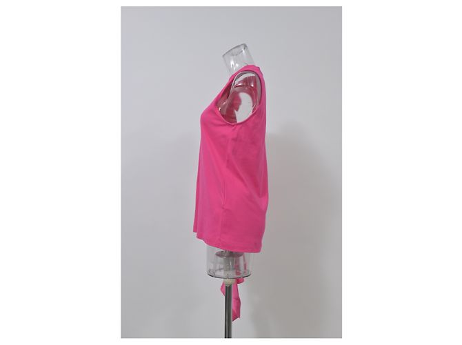 Top senza maniche in cotone rosa con dettagli a volant MSGM Marrone - vista 7