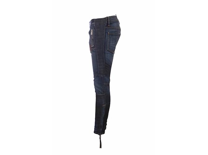 Dsquared2, jeans biker com patchwork azul - vista 2
