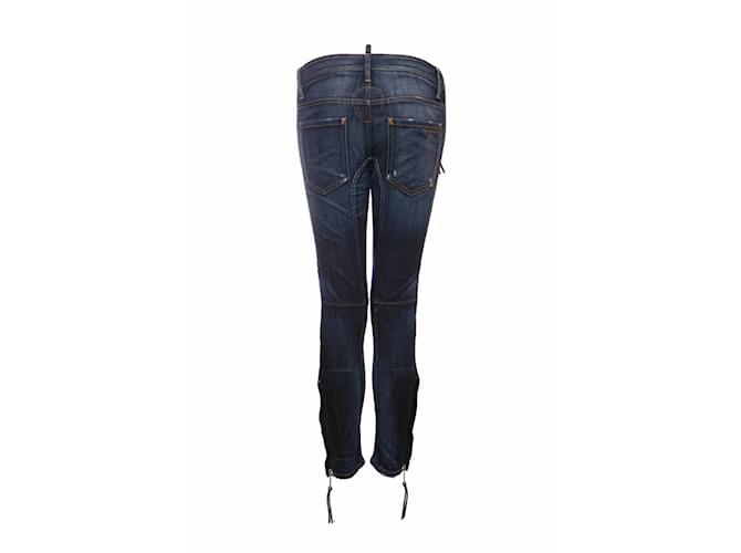 Dsquared2, jeans biker com patchwork azul - vista 3