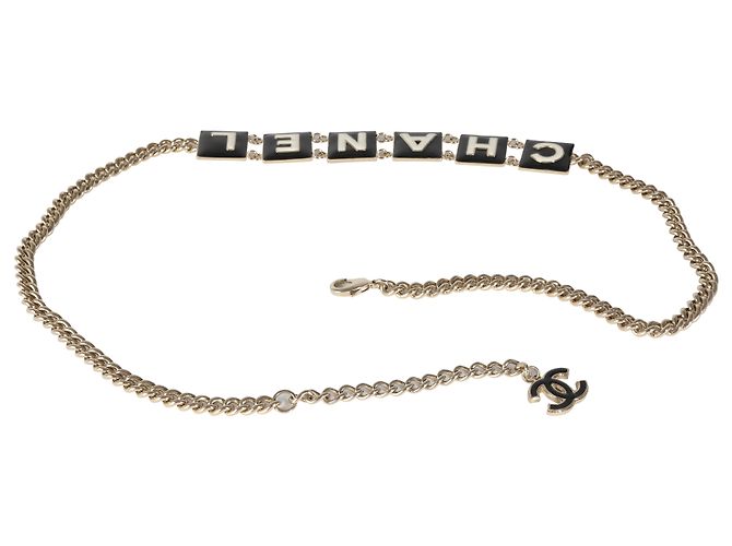 Chanel 2022 Schwarz-Weiß Emaille Goldplattierte Logo-Gürtel - Ansicht 2