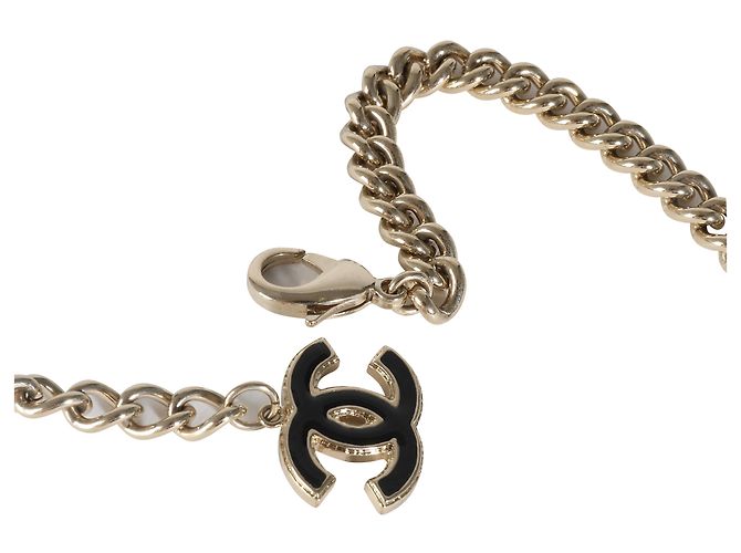 Chanel 2022 Schwarz-Weiß Emaille Goldplattierte Logo-Gürtel - Ansicht 3