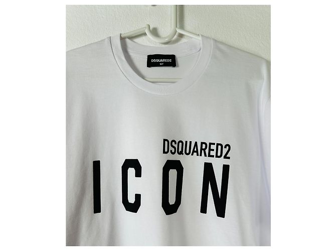 T-shirt Dsquared2 Icon Logo Coton Noir Blanc - vue 2