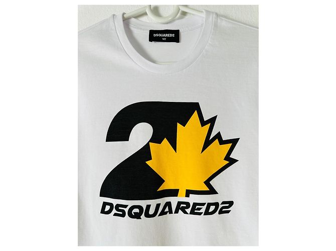 Camiseta Logos Dsquared2 Blanca Algodón Blanco Multicolor Amarillo - vista 2