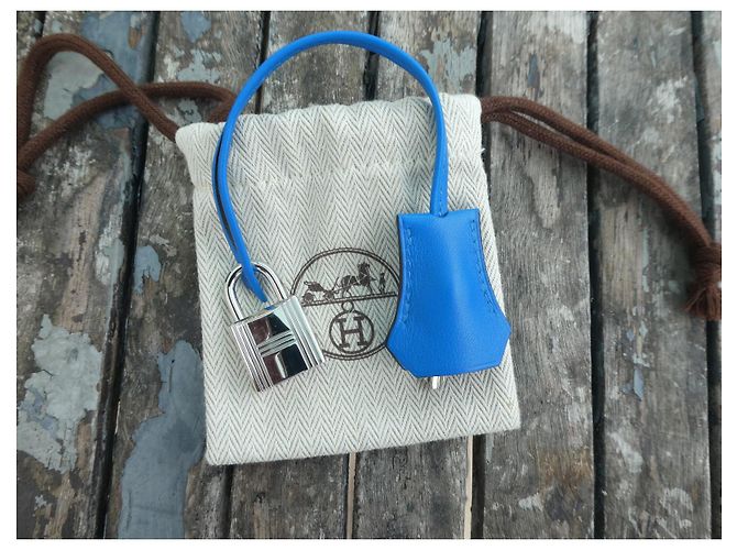 campanella, linguetta e lucchetto hermès nuovo per borsa hermès dustbag Blu - vista 2