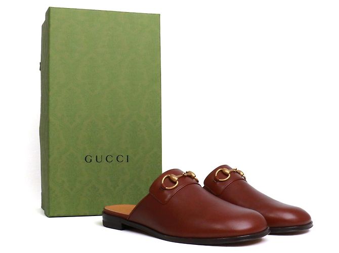GUCCI - Mules Gucci Mors in pelle liscia marrone (T42) Nero - vista 9