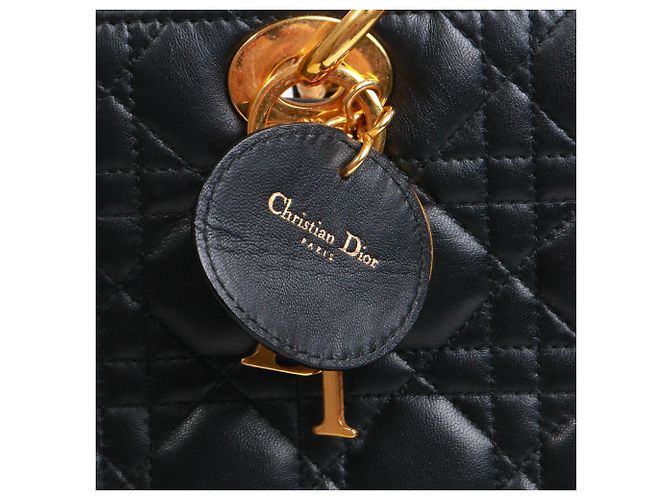 DIOR - Lady Dior large handbag in black quilted leather - view 10