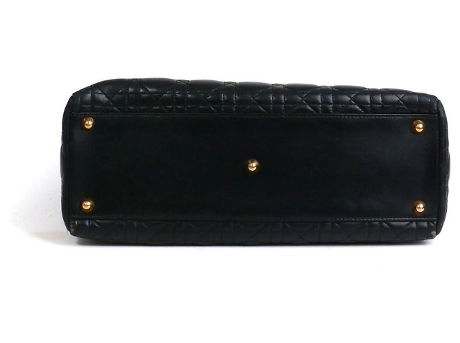 DIOR - Lady Dior large handbag in black quilted leather - view 4