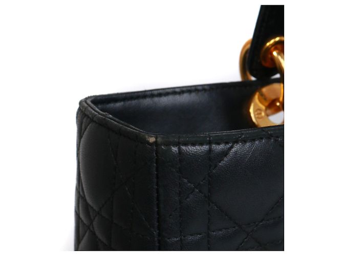 DIOR - Lady Dior large handbag in black quilted leather - view 7