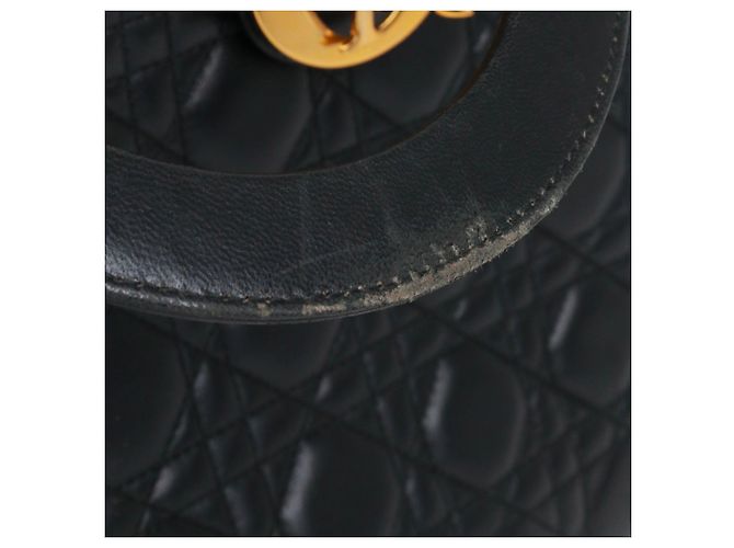 DIOR - Lady Dior large handbag in black quilted leather - view 8
