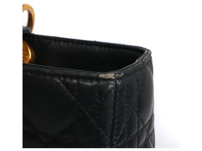 DIOR - Lady Dior large handbag in black quilted leather - view 9