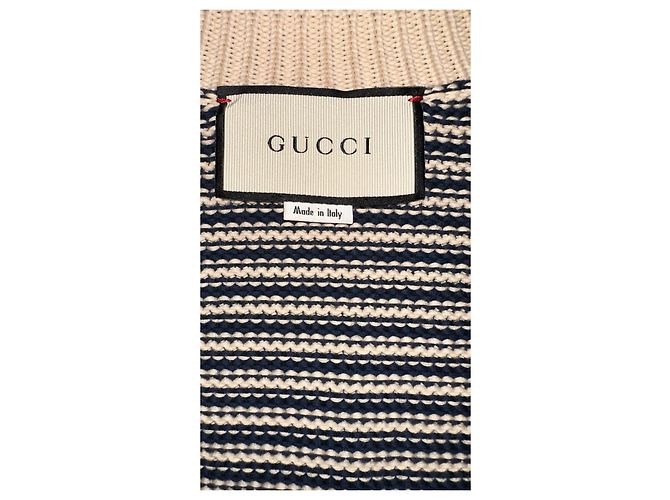 Gucci Cardigan V-Ausschnitt aus Baumwolle beige navy blau Marineblau - Ansicht 13