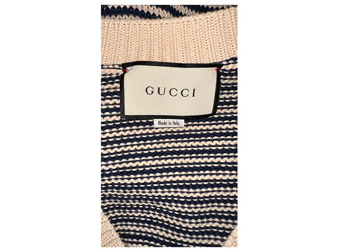 Gucci Cardigan V-Ausschnitt aus Baumwolle beige navy blau Marineblau - Ansicht 15