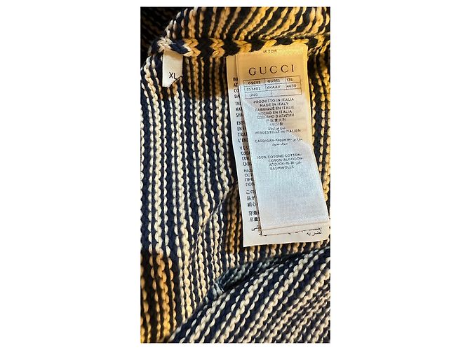 Gucci Cardigan V-Ausschnitt aus Baumwolle beige navy blau Marineblau - Ansicht 16