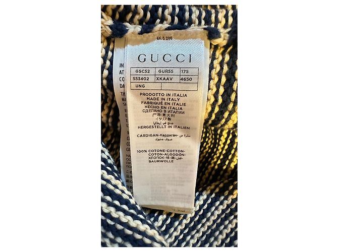 Gucci Cardigan V-Ausschnitt aus Baumwolle beige navy blau Marineblau - Ansicht 17