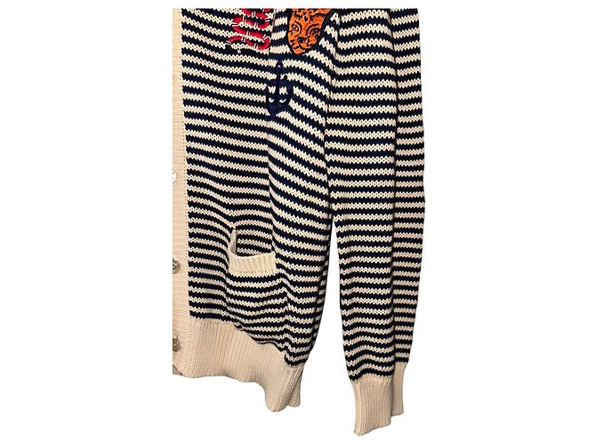 Gucci Cardigan V-Ausschnitt aus Baumwolle beige navy blau Marineblau - Ansicht 5
