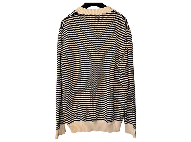 Gucci Cardigan V-Ausschnitt aus Baumwolle beige navy blau Marineblau - Ansicht 8