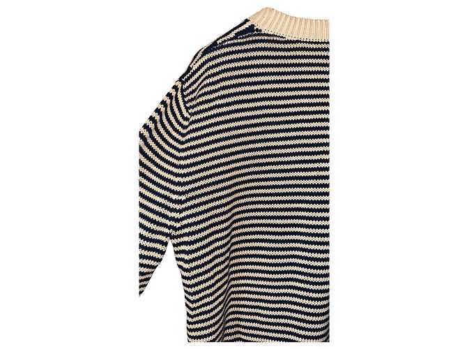 Gucci Cardigan V-Ausschnitt aus Baumwolle beige navy blau Marineblau - Ansicht 9