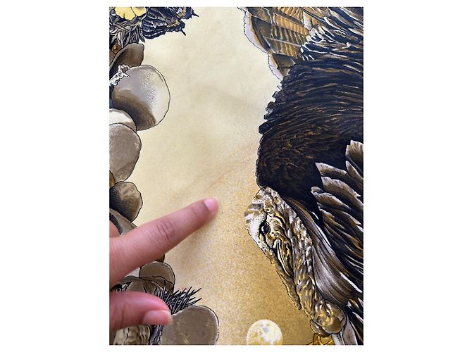Hermès 'Fauna e Flora del Texas' Sciarpa Kermit Oliver 90 Nero D'oro - vista 11