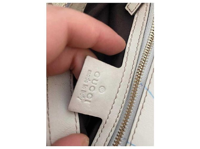 Borsa a tracolla con morso di cavallo e logo Gucci bianco Beige - vista 3
