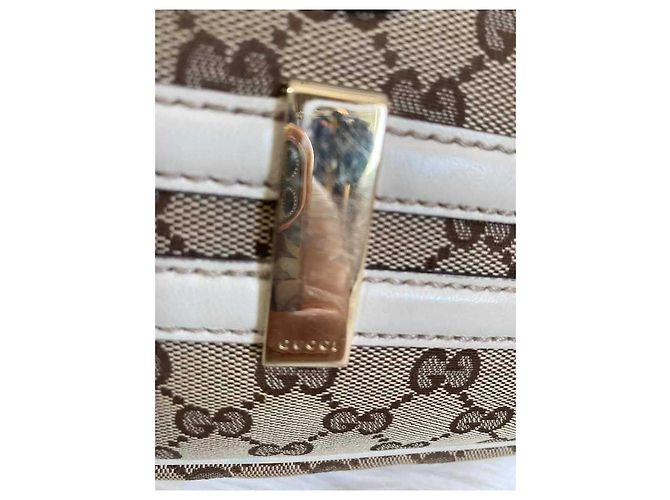 Borsa a tracolla con morso di cavallo e logo Gucci bianco Beige - vista 4