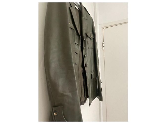 Cambon Chanel 1996 runway leather jacket Dark green - view 11