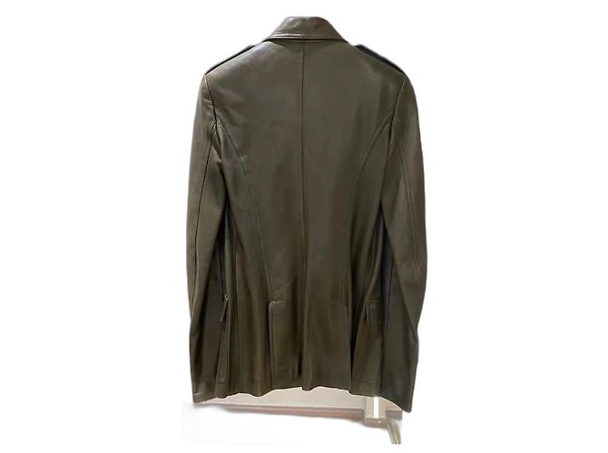 Cambon Chanel 1996 runway leather jacket Dark green - view 2
