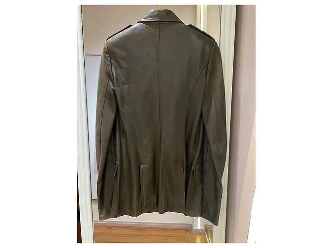 Cambon Chanel 1996 runway leather jacket Dark green - view 3