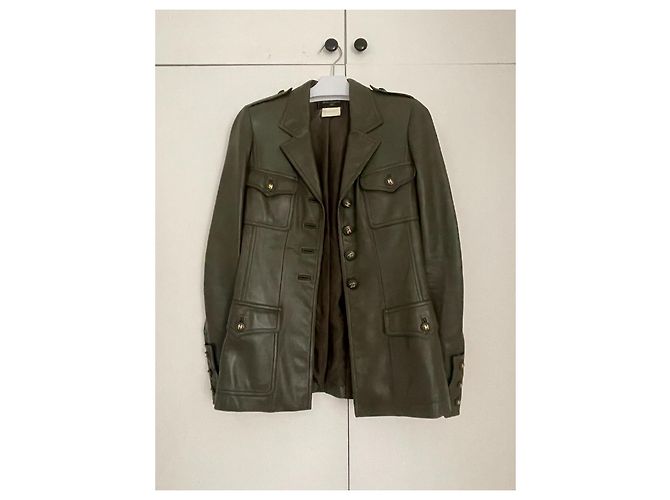 Cambon Chanel 1996 runway leather jacket Dark green - view 4