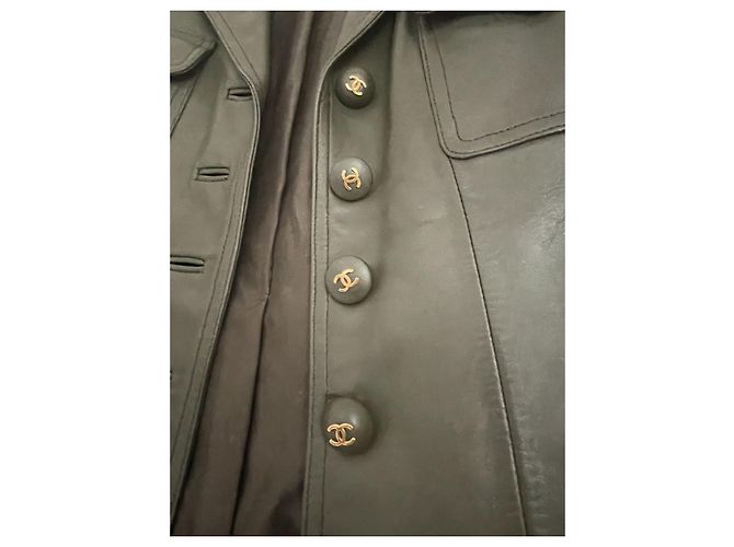 Cambon Chanel 1996 runway leather jacket Dark green - view 7