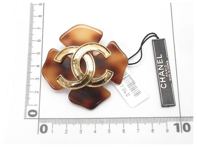 Cambon Spilla pendente CC in finto tartaruga CHANEL 1994 Marrone - vista 4